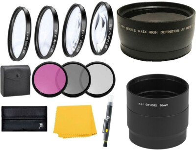 Wide Angle Lens & Macro Close-up Filter Set for Canon PowerShot G12 G11 G10