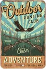 Outdoor Hunting Club Wild Life Aluminum Tin Sign Plaque Man Cave Bar Pub S213