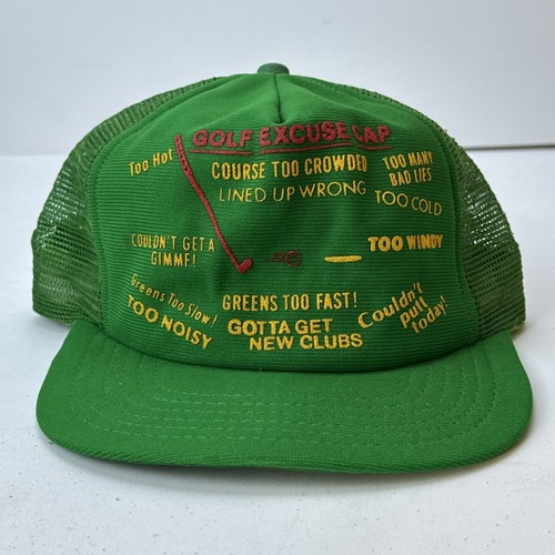 Vintage Trucker Golf Excuse Cap Snapback Golf Green Hat Adult One Size Meshback