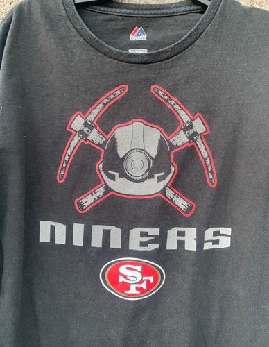 San Francisco 49ers Long Sleeve T-Shirt Majestic Men's Size XXL Black Spell Out - Picture 2 of 7