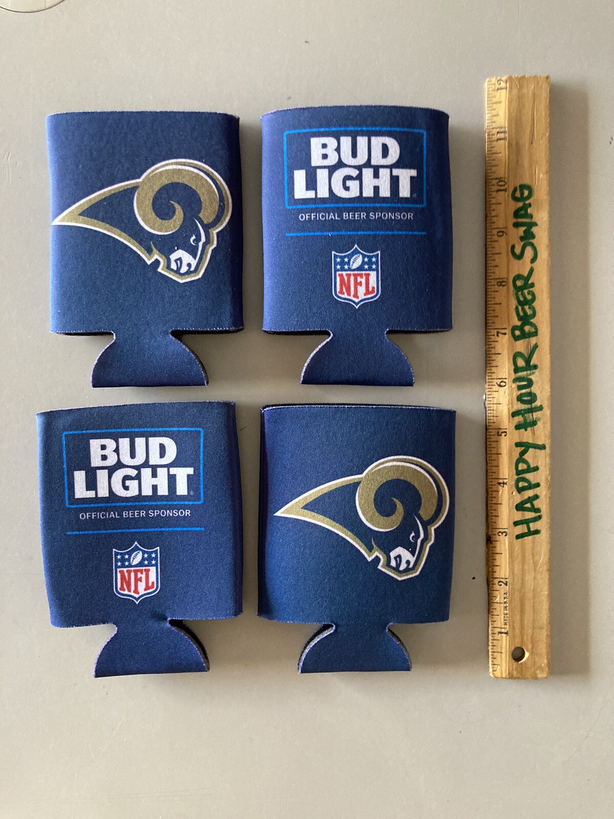 NEW (4) Bud Light Rams NFL Football Beer Koozie Coolie Coozie Bottle