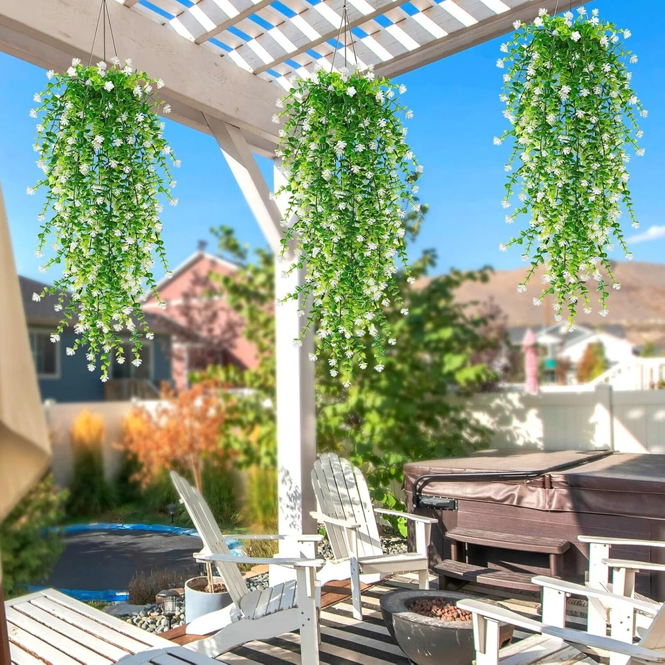 8件装人造悬挂植物假桉树叶藤家居花园户外装饰 — 第 3/4 张图片