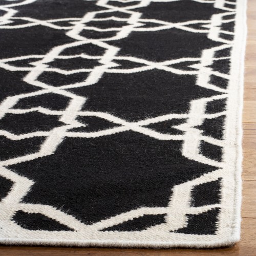 SAFAVIEH Dhurries DHU548L Handwoven Black / Ivory Rug - Picture 7 of 22