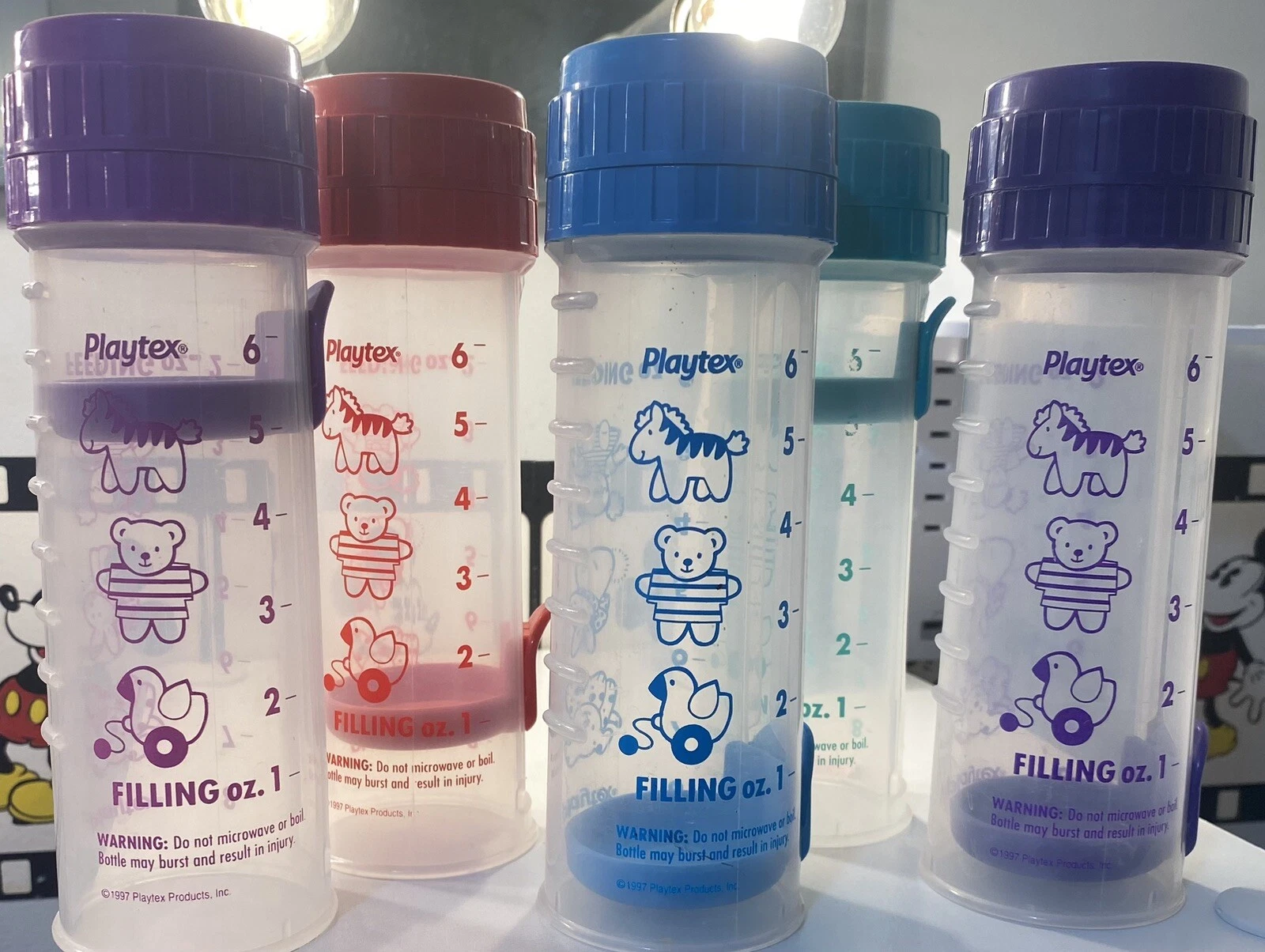 🍼5 VINTAGE 1998 8oz Playtex EAZY FEED Drop-Ins Baby Nurser Bottle Holders VTG🍼