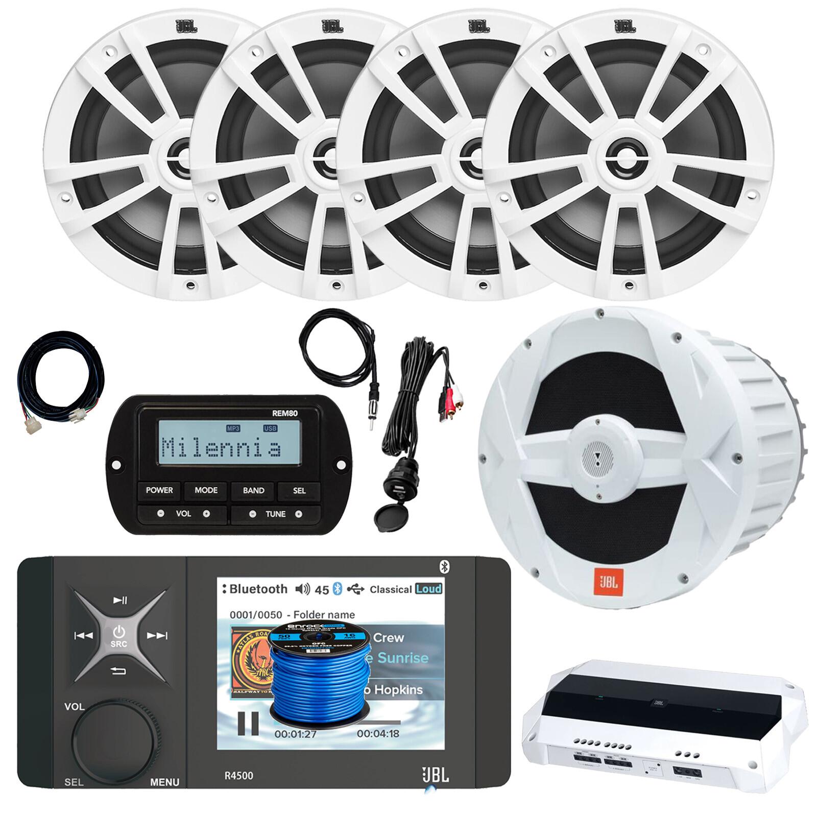 JBL Marine Digital Receiver, Remote, Amp, Accessories, 10