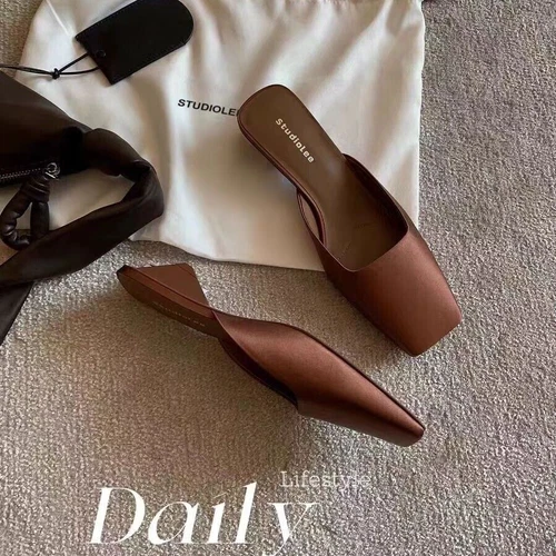 Womens Square Toe Satin Sandals Fashion Summer Mules Slipper Slip on Party Shoes - Picture 15 of 15