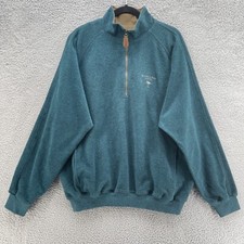 Straight Down Sweatshirt Men L Large Green Terry Bodega Bay Lodge Made in USA