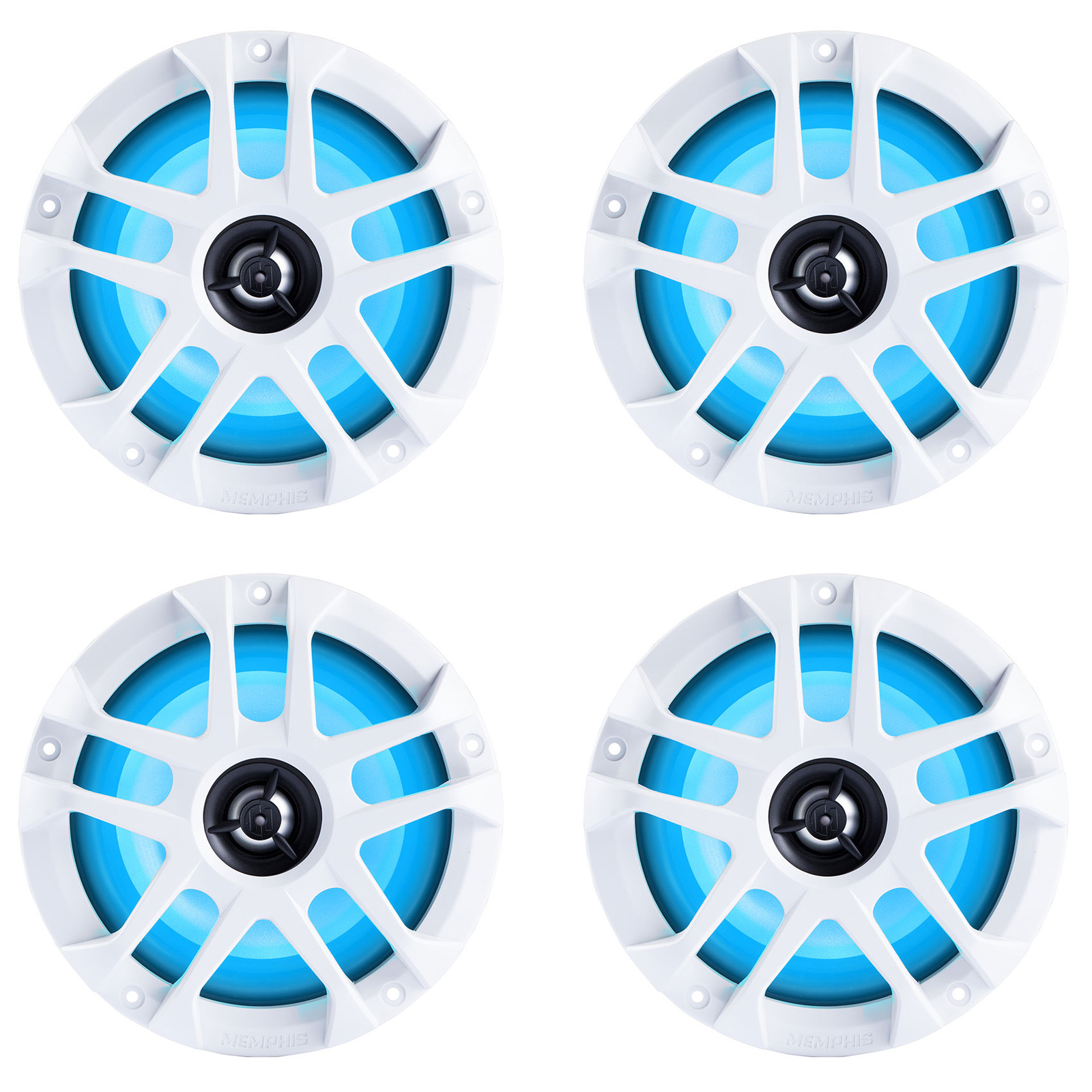 (4) Memphis Audio MXA60L 100 Вт 6,5 2-полосные динамики для морских судов с RGB светодиодными решетками