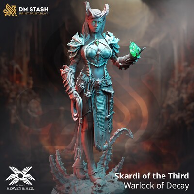DM Stash Miniatures Tiefling Female Warlock Caster Wizard D&D DnD Fantasy RPG 32