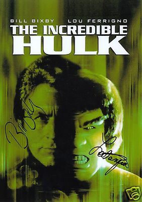 THE INCREDIBLE HULK - BILL BIXBY & LOU FERRIGNO AUTOGRAPH SIGNED PHOTO ...