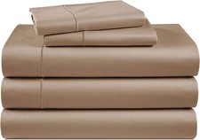 Split King Sheets Sets for Adjustable Bed, Soft 1000-Thread-Count - Taupe