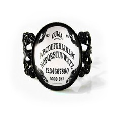 Ouija Board Ring Halloween Handmade Black Filigree
