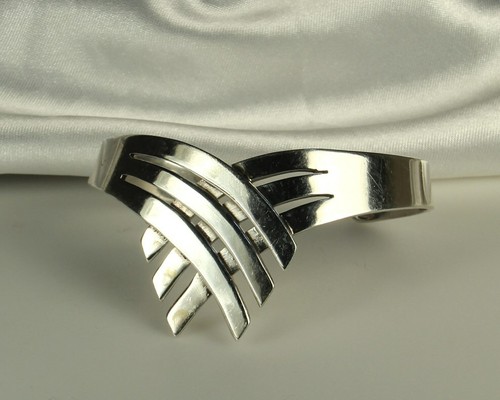 TAXCO LOS BALLESTEROS Bracelet Sterling Cuff 1.25" Wide Mexico Modernist FAB - Picture 5 of 10