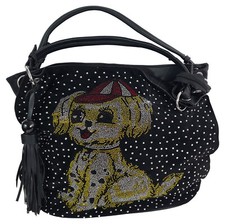 Beutel Shopper Handtasche Lustiger Hund - Dackel Strass Nieten
