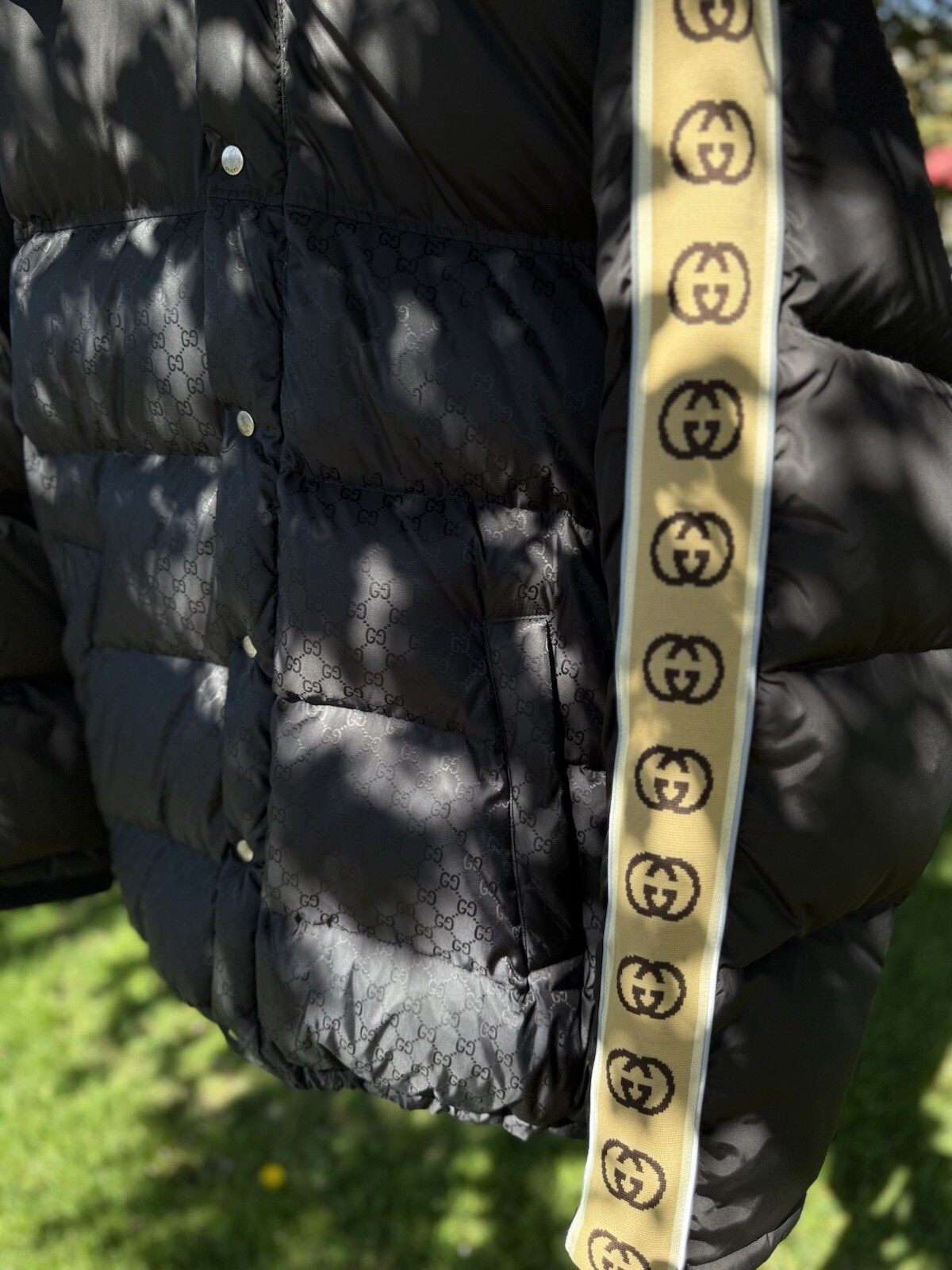 Gucci Puffer Monogram Jacket Nylon Black 100% Aut… - image 3
