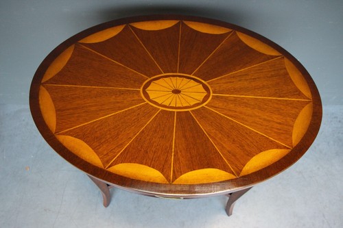 Antique Georgian Sheraton style marquetry inlaid lamp bedside table ornate inlay - Picture 4 of 12
