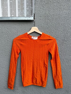 Vintage ESCADA SPORT Tight Long Sleeve Orange Pattern Women's Size Small