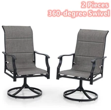 Patio Chairs Set of 2 Swivel Outdoor Dining Chairs Metal Rocker Garden Furniture