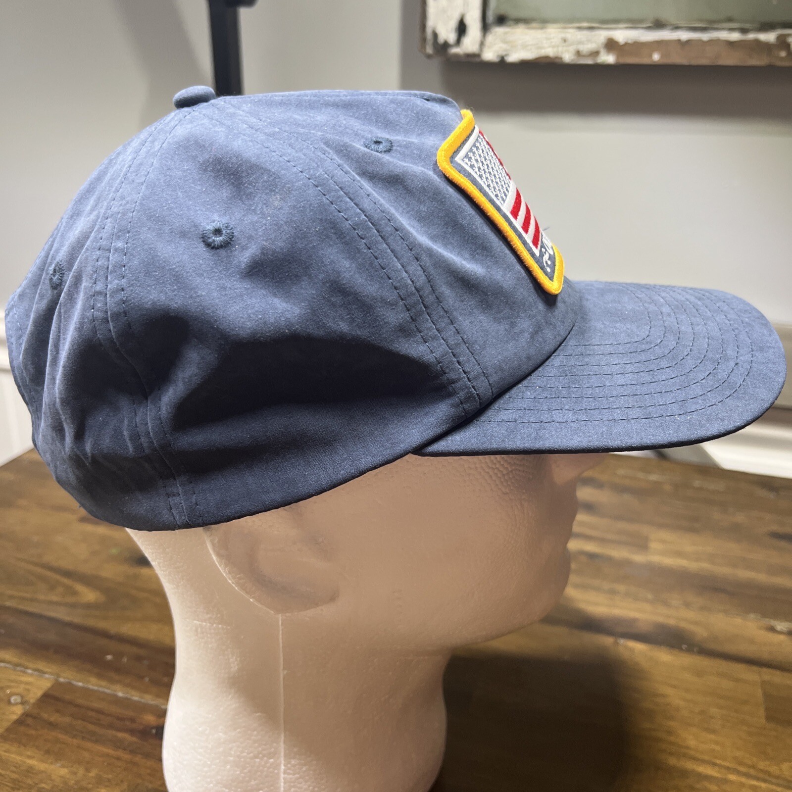 Over Under Flag Patch Hat Snap Back Big Patch Navy - image 6