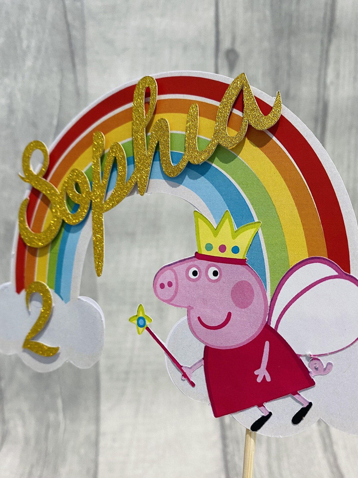 Personalised Peppa Pig Inspired Glitter Cake Topper Any Name & Number | eBay