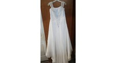David's Bridal Chiffon A-Line White Wedding Dress Size 12