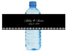 100 Black and Diamonds Wedding Water Bottle Labels Engagement Birthday Party
