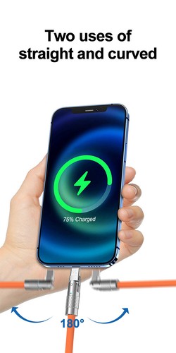 Game Fast Mobile 180° Rotating Charge Cable Silicone iPhone Type-C 120W - Picture 6 of 16