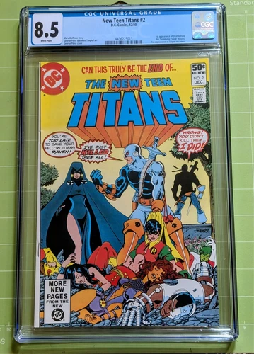 New Teen Titans #2 CGC 8.5/VF+ WhPgs 1980 1st App of Deathstroke the Terminator