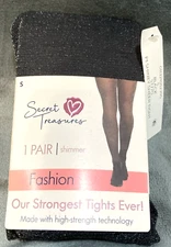 New Secret Treasures Womens Black Shimmery Shiney Sheer Tights Size S