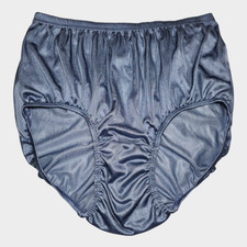 VTG Silky Nylon Panty Smoke Gray Granny Double Gusset Brief Sz. 10-11 Hip 48-52"