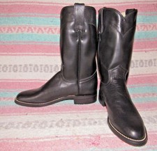 Women's VTG Justin Diamond J Black Leather Roper Cowboy Boots 4.5 B NEW in Box