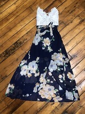 floral and lace high low dress, size S