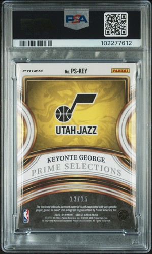 Keyonte George 2023 Select Prime Selections Auto Purple Pulsar /15 FOTL RC Jazz - Picture 2 of 2