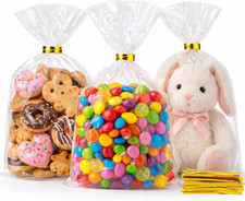 Cellophane Bags 50 PCS 6x10 Inches Clear Gift Treat Gags with Ties