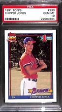 CHIPPER JONES BRAVES 1991 TOPPS ROOKIE CARD #333 PSA 10