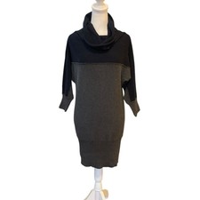 Nautica Sweater Dress Two Tone Navy Grey Cowl Neck Womens Medium NWT