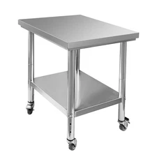 Stainless Steel Work Table 24 x 30 x 32 Inch Prep Table with 4 Casters