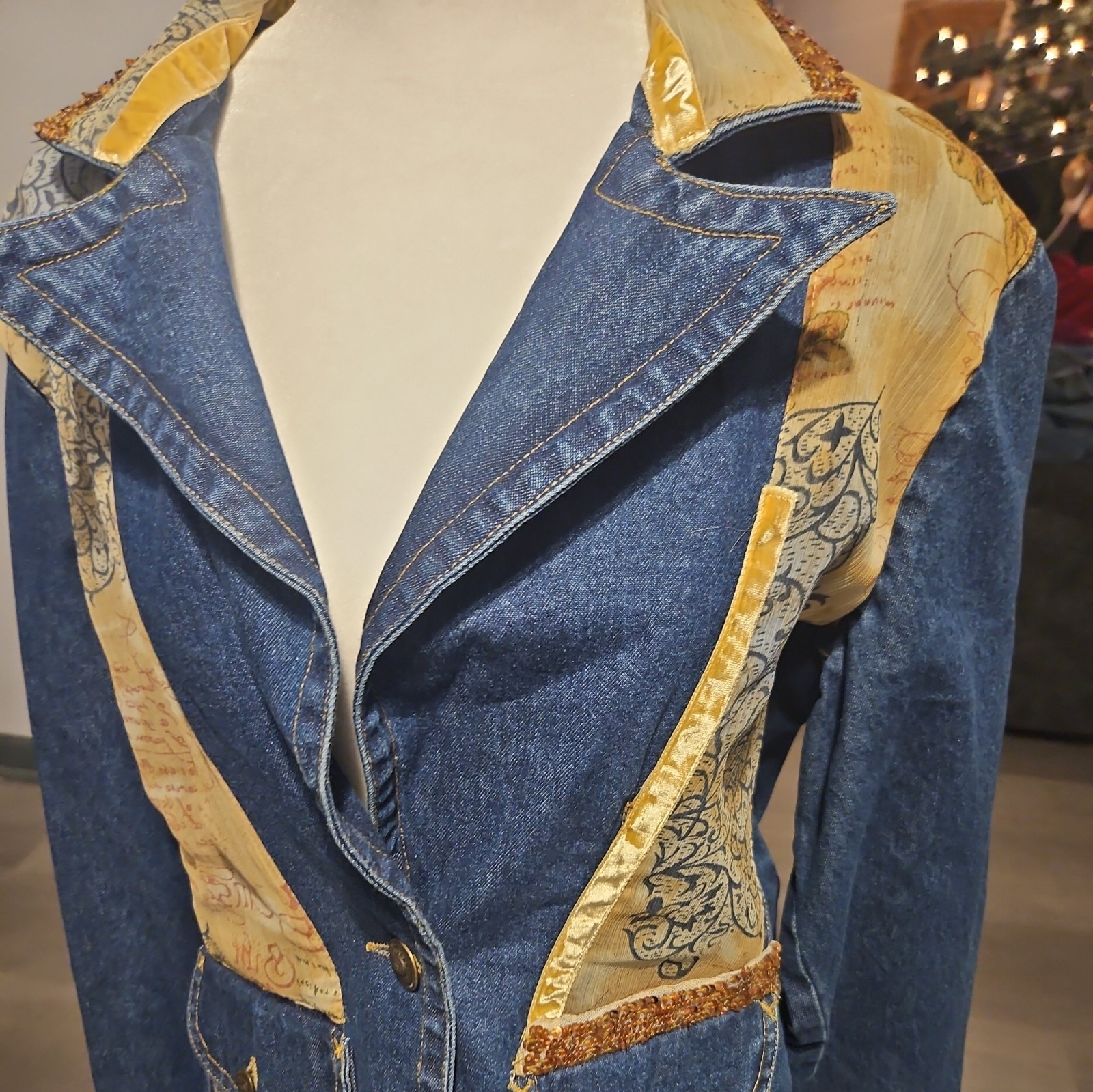 Vtg 90s Life Style Button Front Patchwork Design … - image 2