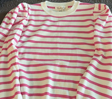 Vine & Love Pink/White Striped Puff Sleeve Cr...