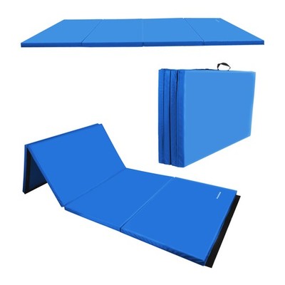 BalanceFrom 4' x 6' x 2'' All Purpose Folding Fitness Gymnastics Gym Mat, Blue