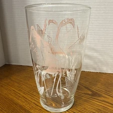 Vintage PINK FLAMINGO Cocktail Mixer Shaker 7" Tall Large Glass Bar 