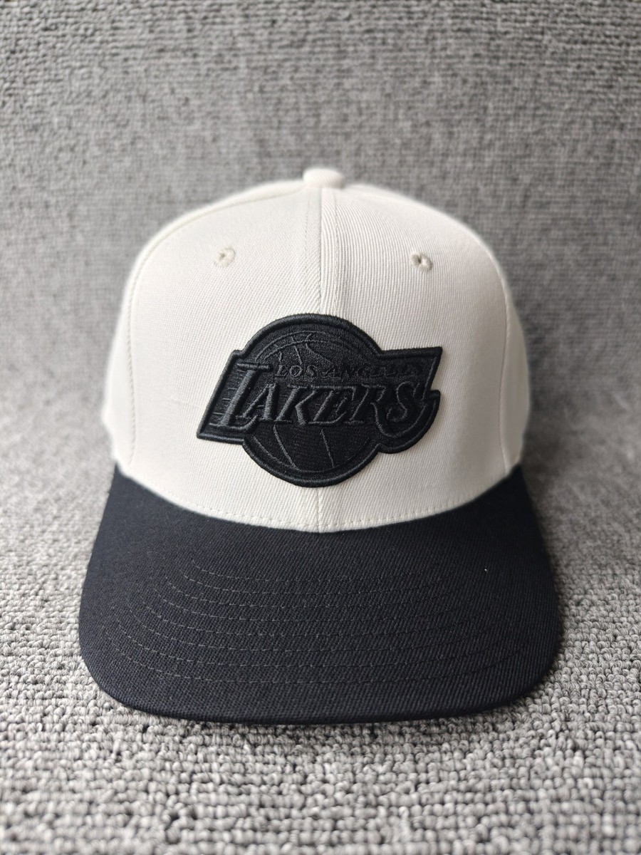 Mitchell & Ness Los Angeles Lakers Off-White Black Tonal Snapback Hat New