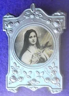 circa 1920: small aluminum frame TRAVEL ALTAR SAINT THERESE DE LISIEUX