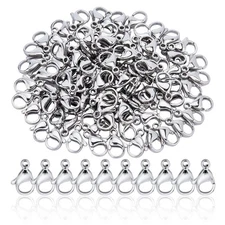 100 Pack 304 Stainless Steel Lobster Claw Clasps Jewelry Making 8x13mm