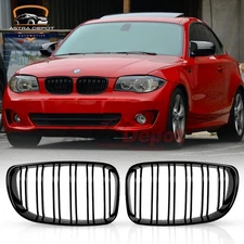 For 2007-2013 BMW 1-Series E81 E82 E87 E88 Front Kidney Grill Grille Gloss Black
