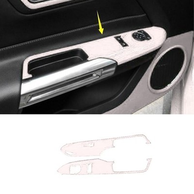 For Ford Mustang 2015-2023 Bright White Window Lift Panel Switch Cover Trim 2PCS