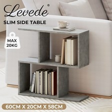 Narrow Side Table Slim End Sofa Table with Living Room Storage 20cm Modern Grey