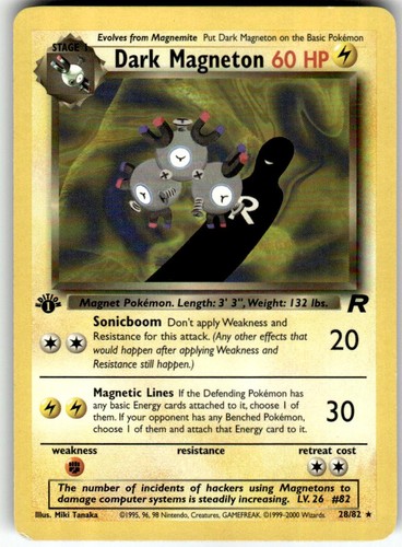 Dark Magneton 28/82 Rare Team Rocket Pokemon 1st Edition Moderately Played