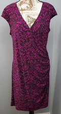 Chaps Wrap Dress Womens PXL Multicolor Floral Ruched V-Neck Padded Cap Sleeve