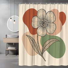 Floral Shower Curtain with Boho Design and Colorful Background